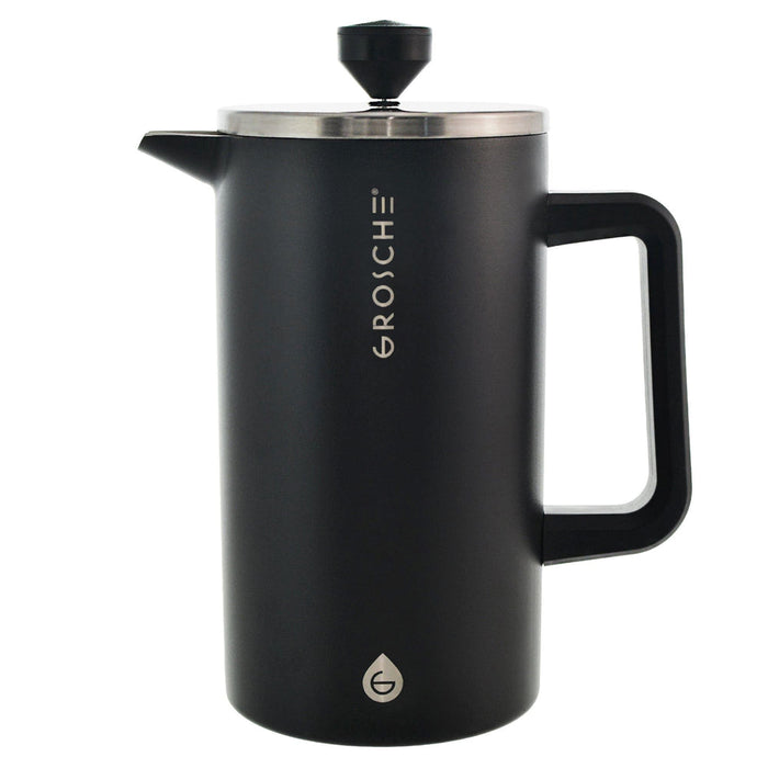 Grosche DUBLIN Stainless Steel Double Walled French Press - 34 fl. oz / 1000ml - Black