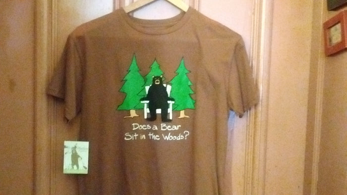 Hatley Does A Bear sit in the Woods T Shirt Medium Brown color Unisex Organic Cotton - Olde Church Emporium