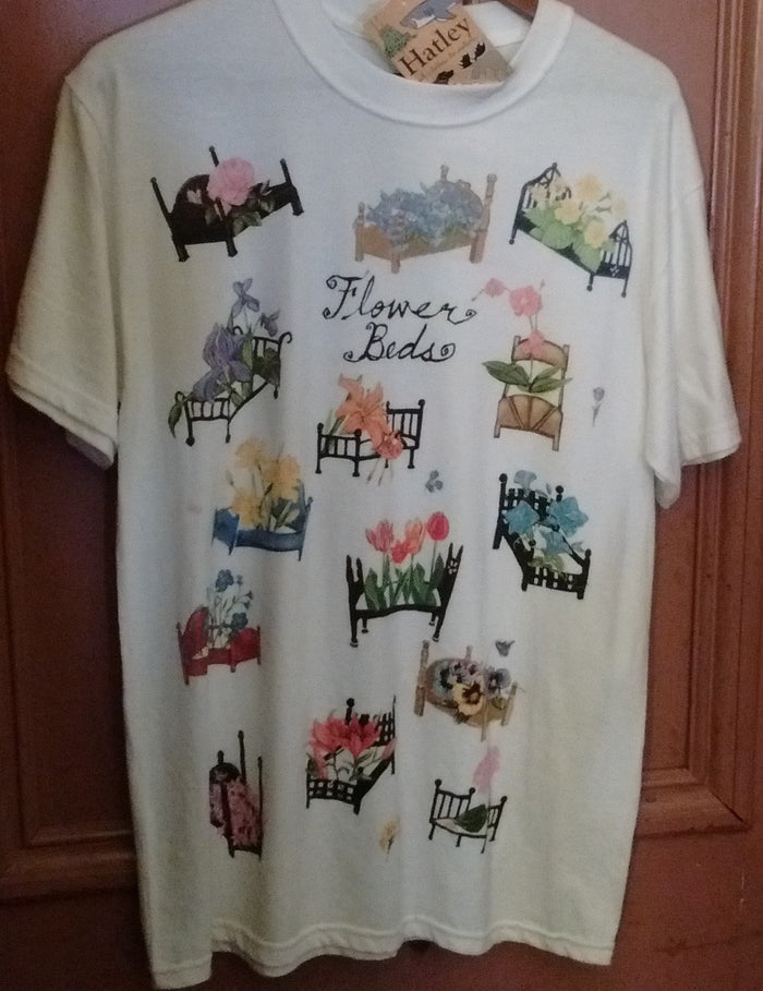 Hatley Flower Beds T Shirt  2 Sizes Medium, Large Size White Unisex - Olde Church Emporium