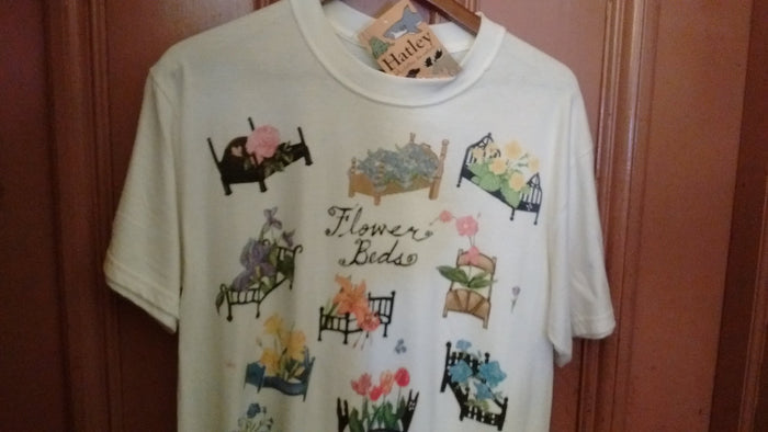 Hatley Flower Beds T Shirt  2 Sizes Medium, Large Size White Unisex - Olde Church Emporium