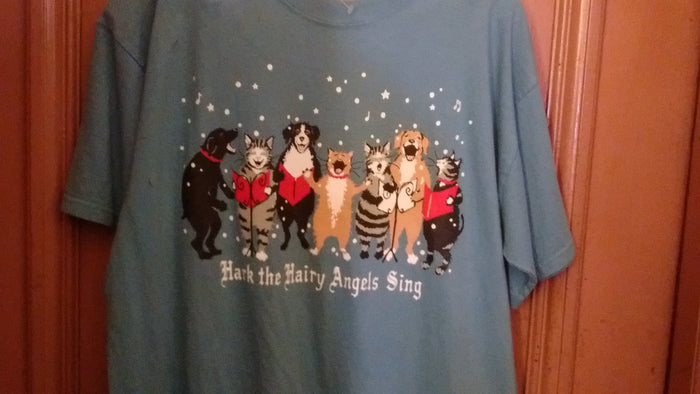 Hatley Hark the Hairy Angels Sing T Shirt Large Blue color Unisex - Olde Church Emporium