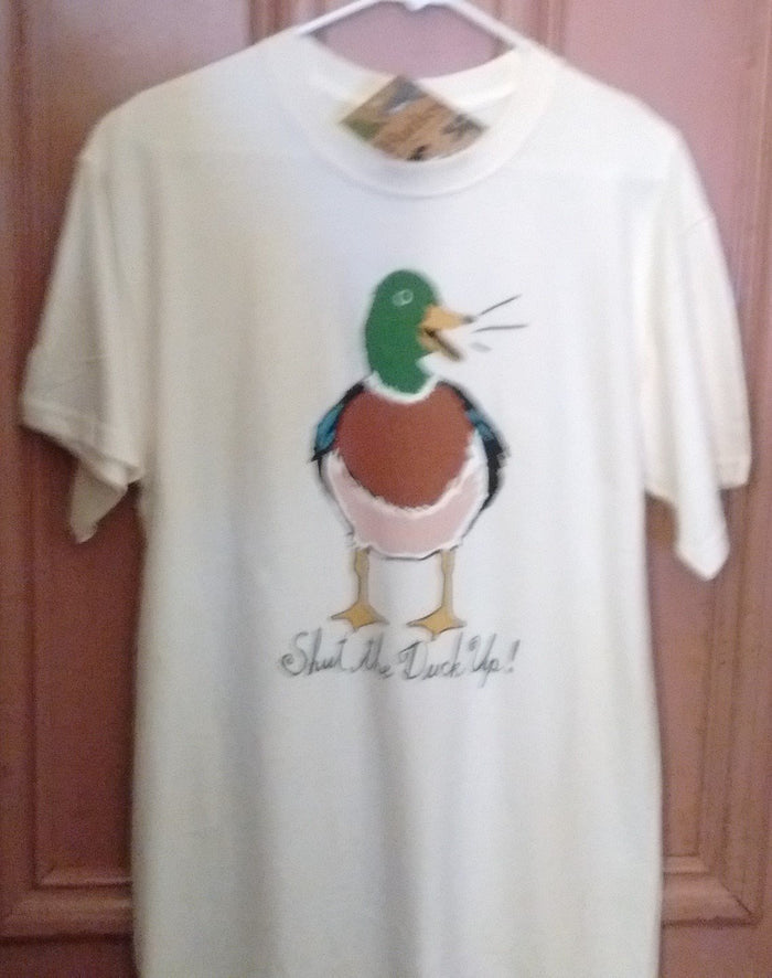 Hatley Shut the Duck Up T Shirt 2 Sizes Medium, Large Cream Color Unisex - Olde Church Emporium