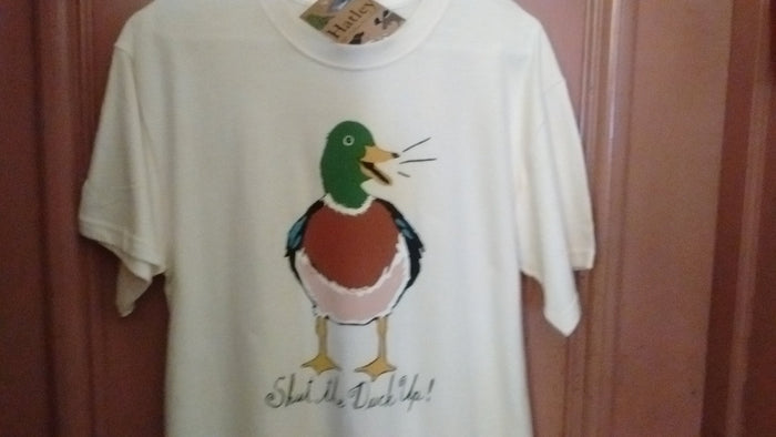 Hatley Shut the Duck Up T Shirt 2 Sizes Medium, Large Cream Color Unisex - Olde Church Emporium