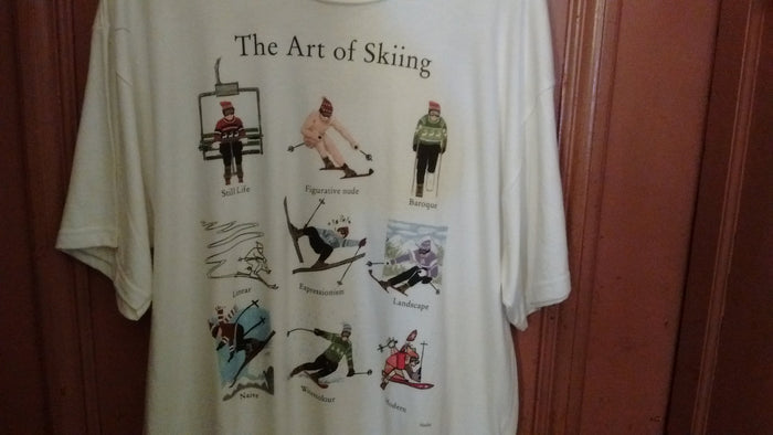 Hatley The Art of Skiing T Shirt X Large White color Unisex - Olde Church Emporium