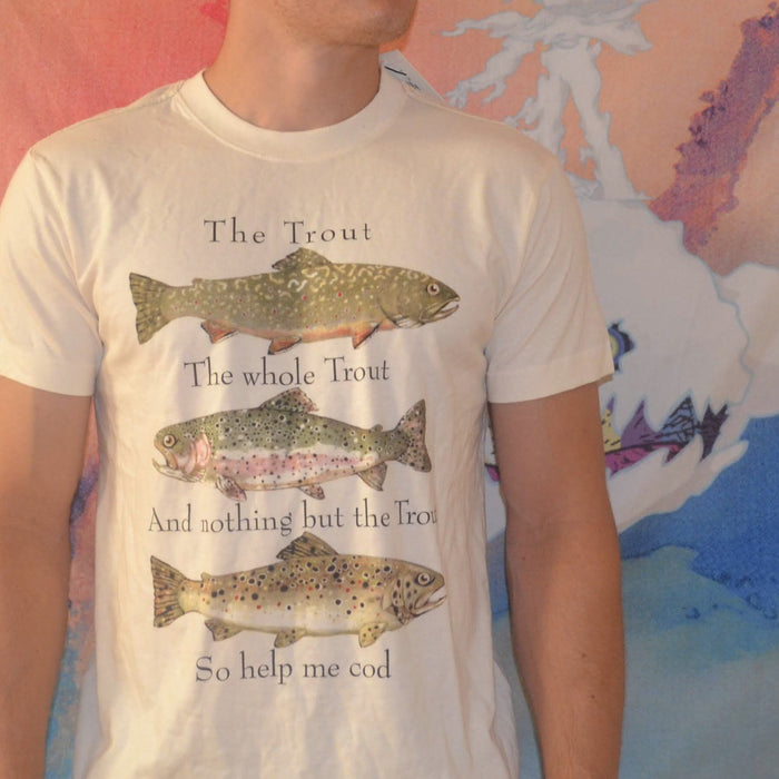 Hatley The Trout, The Whole Trout T Shirt Small Size Cream Color Unisex - Olde Church Emporium