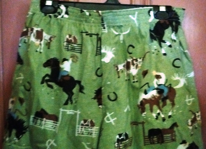 Hatley Western Cowboy Briefs/Shorts 2 Sizes  Large, X Large Green Color - Olde Church Emporium