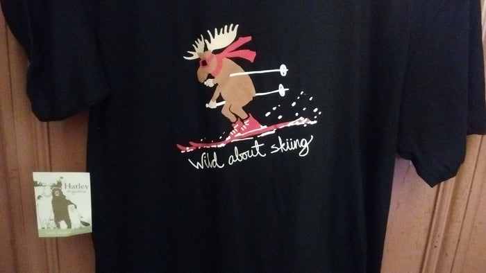 Hatley Wild About Skiing T Shirt  Medium Size Black Unisex Organic Cotton - Olde Church Emporium