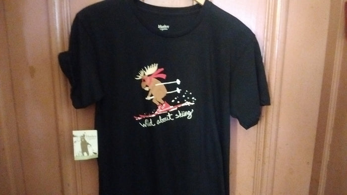 Hatley Wild About Skiing T Shirt  Medium Size Black Unisex Organic Cotton - Olde Church Emporium