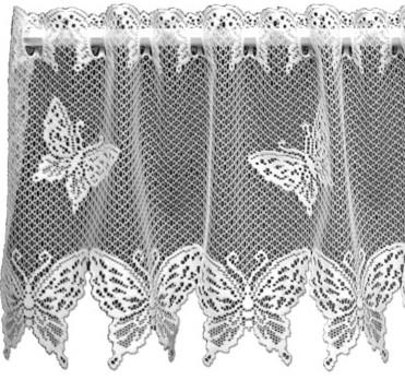 Heritage Butterflies Collection - Curtains, Placemats, Runners, Ecru White Made in U.S.A - Olde Church Emporium
