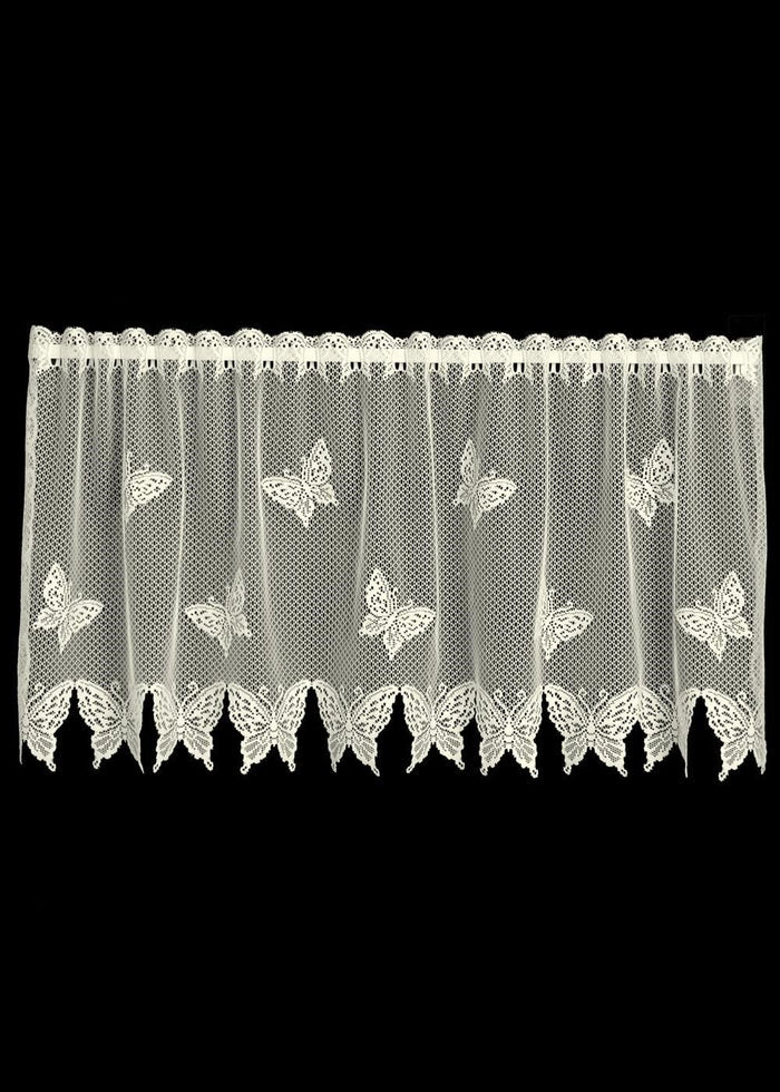 Heritage Butterflies Collection - Curtains, Placemats, Runners, Ecru White Made in U.S.A - Olde Church Emporium