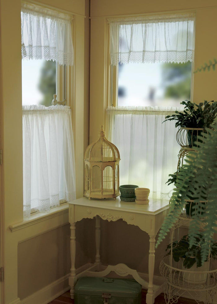 Heritage Lace - Chelsea Collection - Valances, Tiers, Panels, Table top in White, Ecru, Flax - Olde Church Emporium