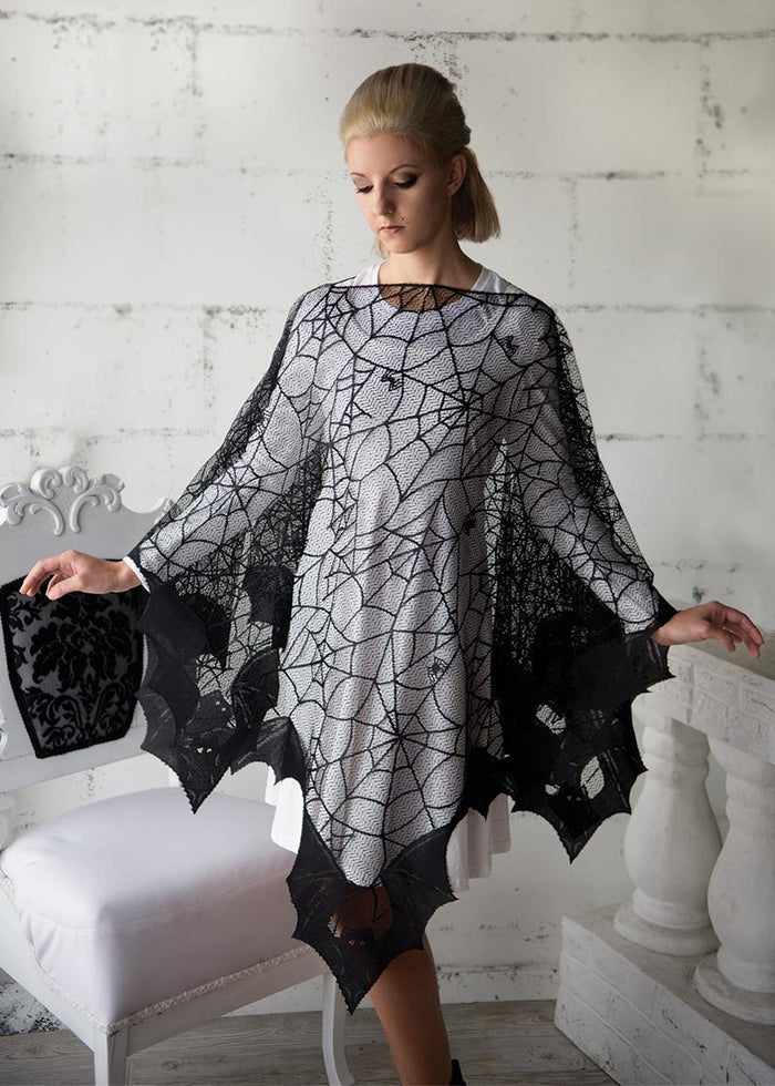 Heritage Lace Bats Poncho One Size Fits All Made in USA - Olde Church Emporium