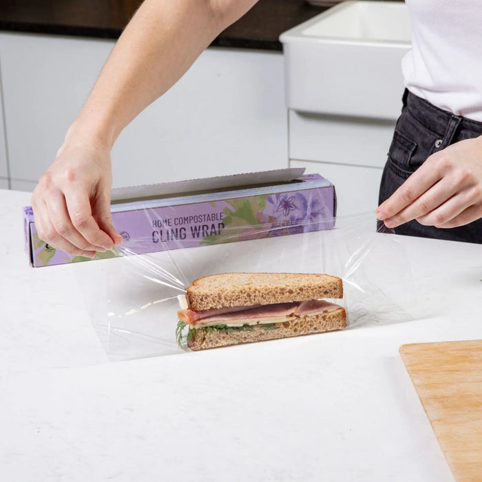 Home Compostable Cling Wrap. Keeps Food Fresh & Safe.