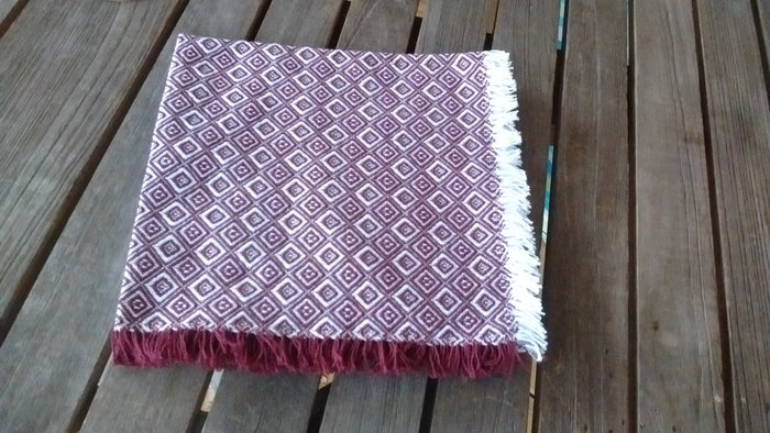 Homespun Cranberry and White Diamond Check Napkins 18 Inches Square Made in USA