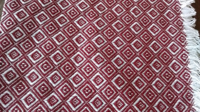 Homespun Cranberry and White Diamond Check Napkins 18 Inches Square Made in USA