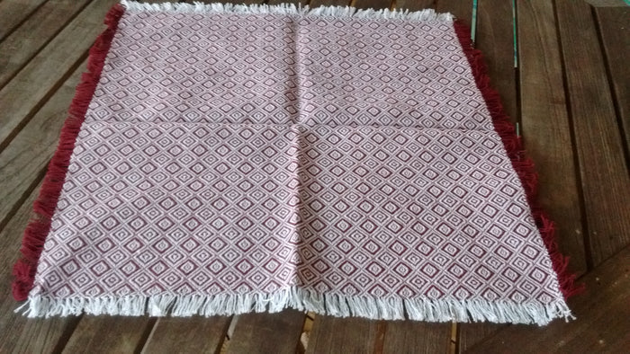 Homespun Cranberry and White Diamond Check Napkins 18 Inches Square Made in USA