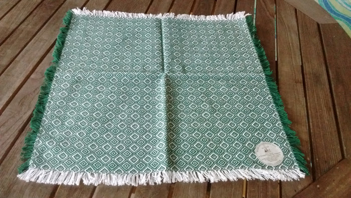 Homespun Evergreen and White Diamond Check Napkins 18 Inches Square Made in USA