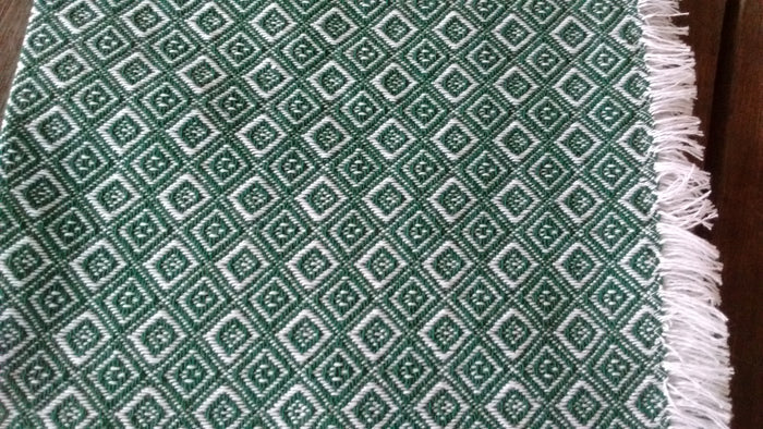 Homespun Evergreen and White Diamond Check Napkins 18 Inches Square Made in USA