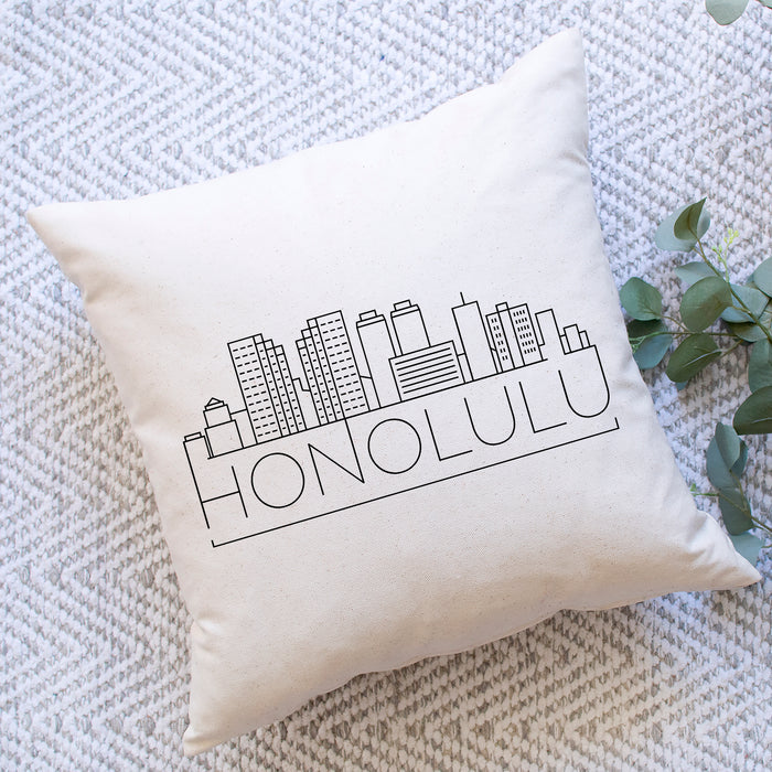 Honolulu Skyline Pillow Cover