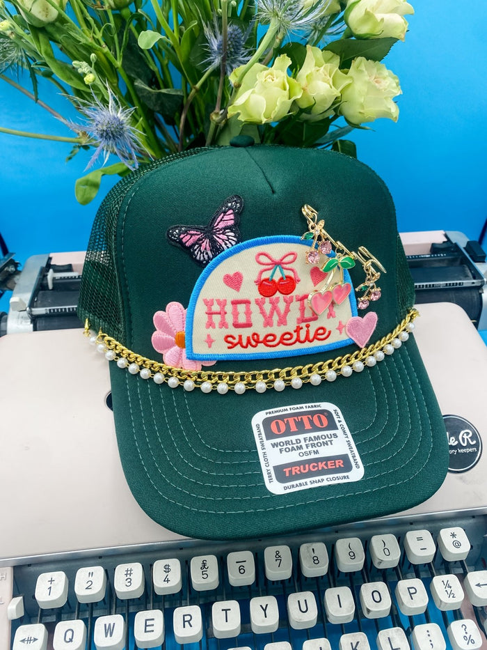 Howdy Sweetie Charmed V3- Trucker Hat Dark Green