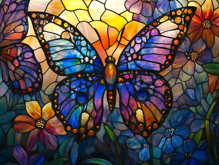 Iridescent Butterflies Flutter Through A Garden