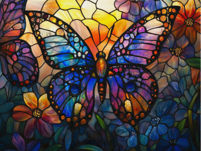 Iridescent Butterflies Flutter Through A Garden