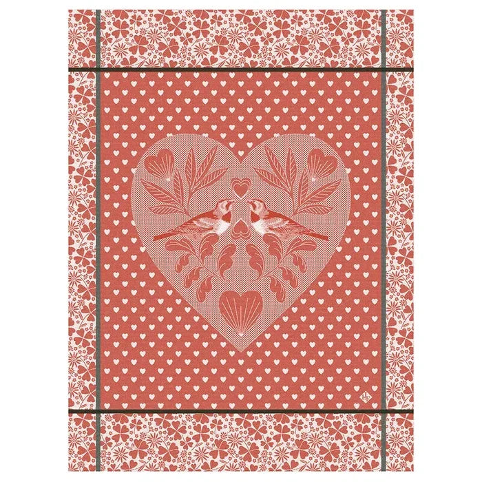 Jacquard Français Cotton Tea Towel - Amour Red
