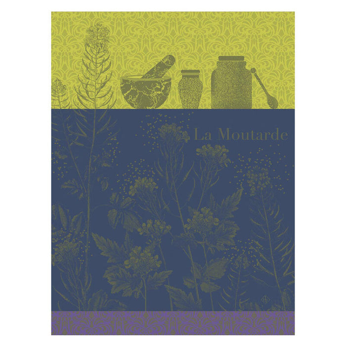 Jacquard Français Cotton Tea Towel – Moutarde en Fleur / Green