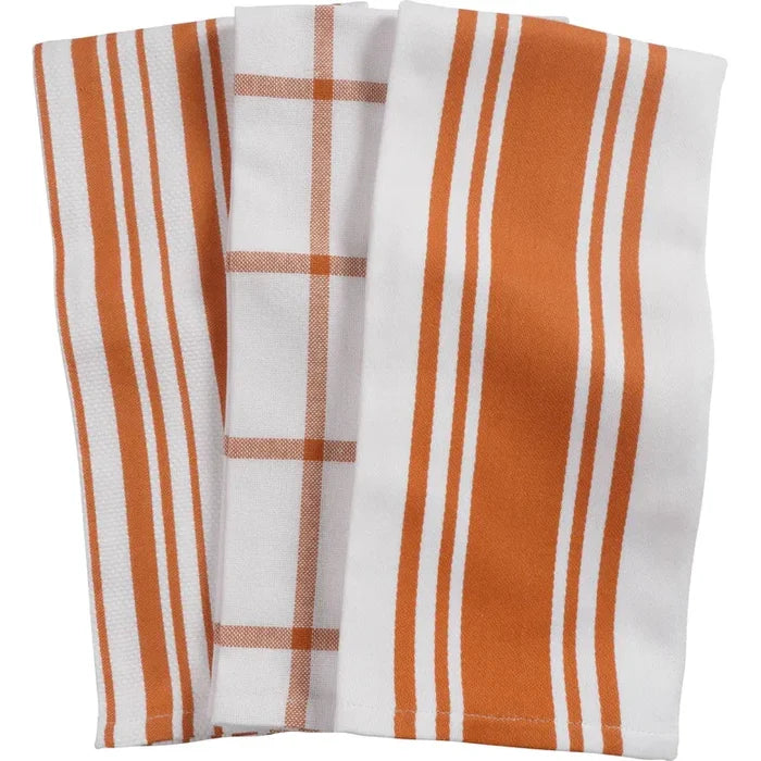 KAF Home Oversized Mixed Kitchen Towels - set of 3 - Orange