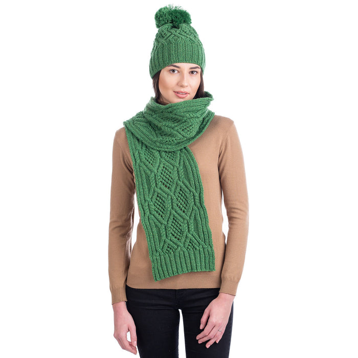 Ladies Merino Wool Scarf 68 x 8 Inches Made in Ireland 3 Colors - Olde Church Emporium