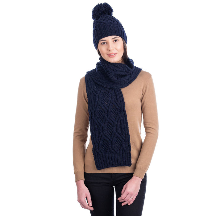 Ladies Merino Wool Scarf 68 x 8 Inches Made in Ireland 3 Colors - Olde Church Emporium