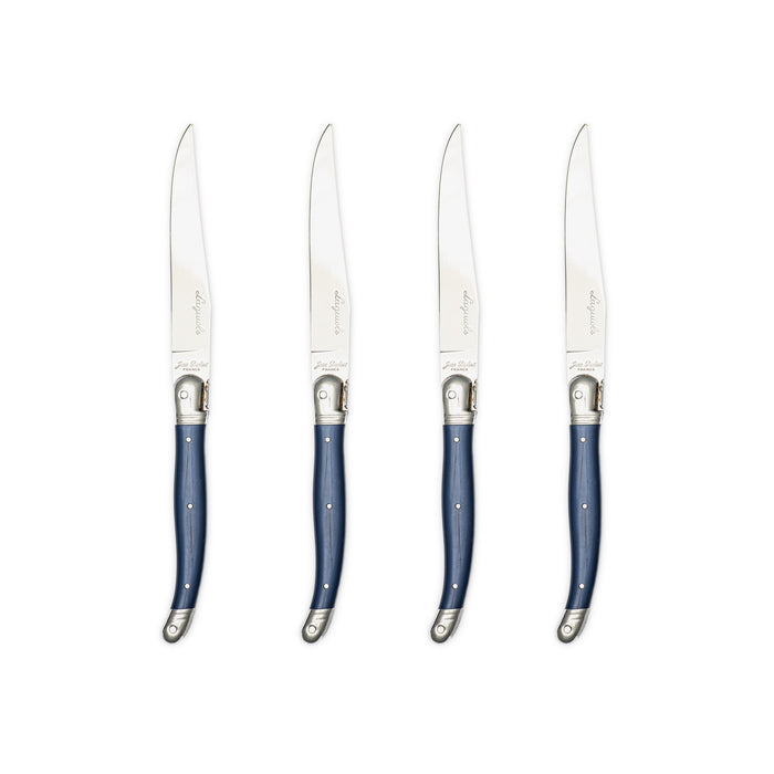 Laguiole Jean Dubost Smooth Steak Knife Set of 4 - Dark Blue