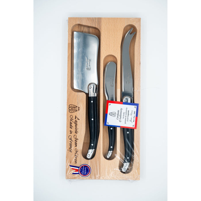 Laguiole Jean Néron Cheese Knife 3-Piece Set - Black
