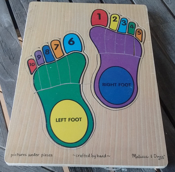 Melissa and Doug Colorful Wooden Puzzles Hand or Foot Counting Ages 2 and UP - Olde Church Emporium