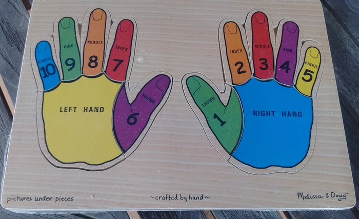 Melissa and Doug Colorful Wooden Puzzles Hand or Foot Counting Ages 2 and UP - Olde Church Emporium