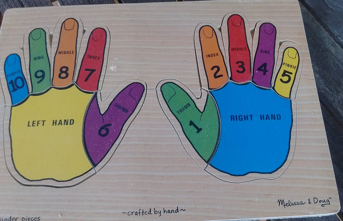 Melissa and Doug Colorful Wooden Puzzles Hand or Foot Counting Ages 2 and UP - Olde Church Emporium