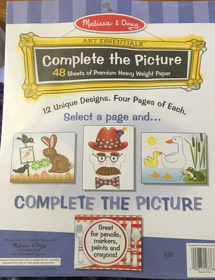 Melissa and Doug Complete the Picture Pad 48 Pages, 12 Designs Item # 3768