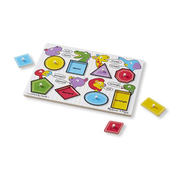 Melissa and Doug Fresh Start Wooden Peg Puzzle Shapes- 8pcs. Ages 3+ Item # 3285