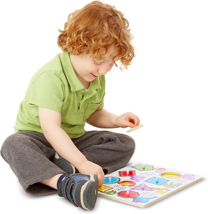 Melissa and Doug Fresh Start Wooden Peg Puzzle Shapes- 8pcs. Ages 3+ Item # 3285