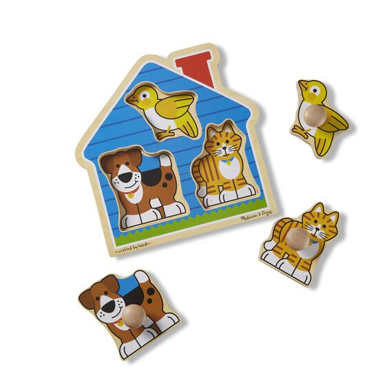 Melissa and Doug House Pets Jumbo Knob Puzzle - 3 Wooden Pieces Ages 1+ Item # 2055
