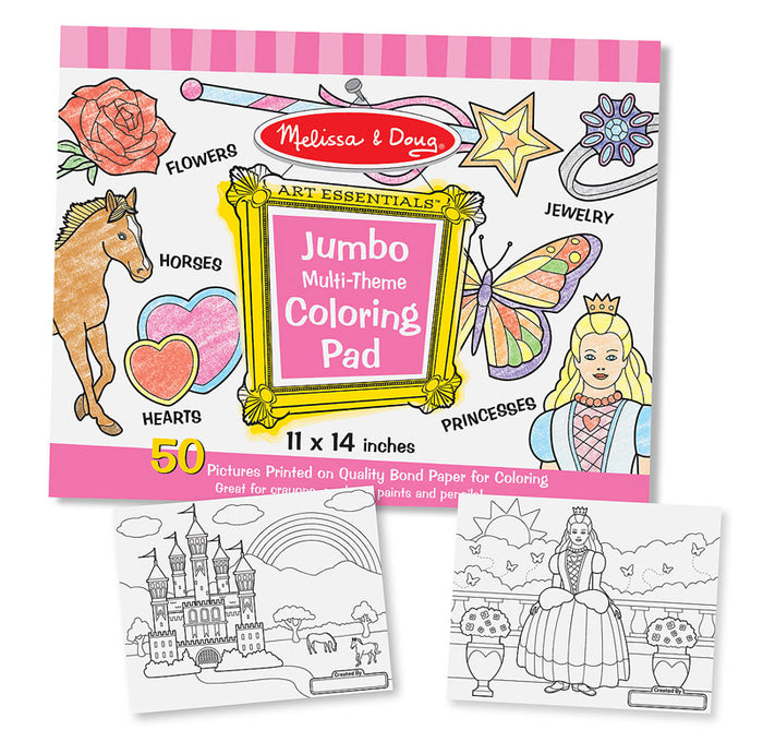 Melissa and Doug Jumbo Multi Theme Coloring Pad - Pink (11" x 14") Ages 3+ # 4225