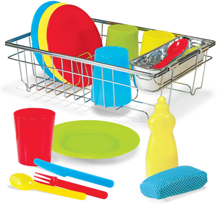 Melissa and Doug Let's Play House Wash and Dry Dish Set (24 pcs)