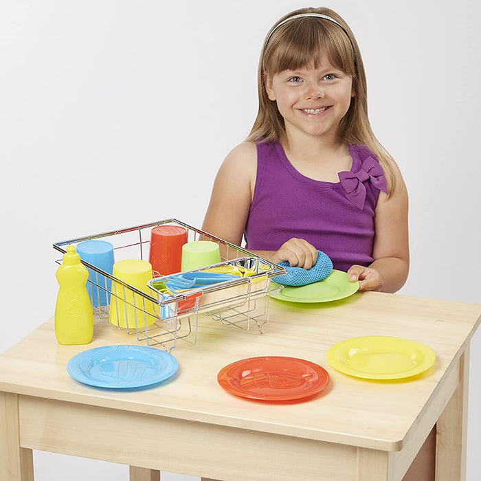 Melissa and Doug Let's Play House Wash and Dry Dish Set (24 pcs)