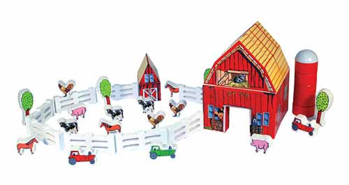 Melissa and Doug Wooden Farm Blocks Set 61 Pieces to Build-a-Farm - Olde Church Emporium