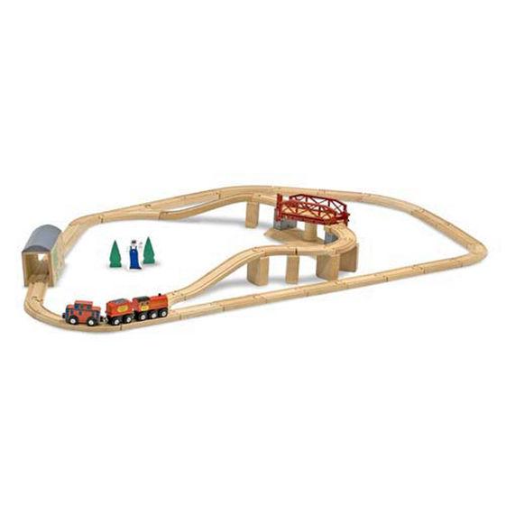 Melissa and Doug Wooden Swivel Bridge Train Set - Olde Church Emporium