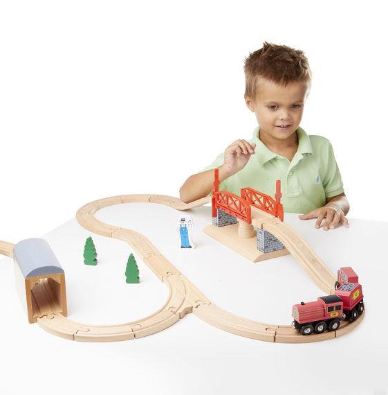 Melissa and Doug Wooden Swivel Bridge Train Set - Olde Church Emporium