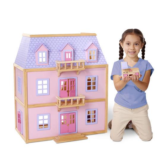 Melissa & Doug - Furnished Multi Level Solid Wood Dollhouse 18 Pieces Furniture - Olde Church Emporium