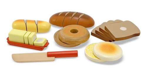 Melissa & Doug - Wooden Mix and Match Pretend Play Cutting Bread Set [Home Decor]- Olde Church Emporium