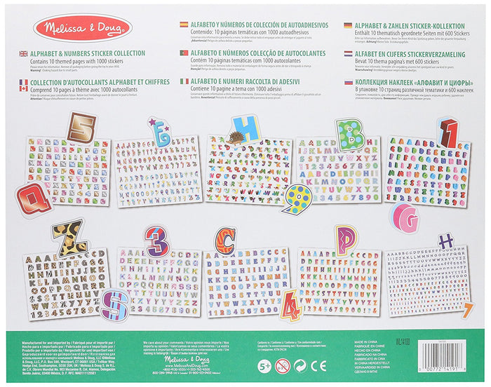 Melissa & Doug - Sticker Collection Alphabet and Numbers, 1000 Letter and Number Stickers [Home Decor]- Olde Church Emporium
