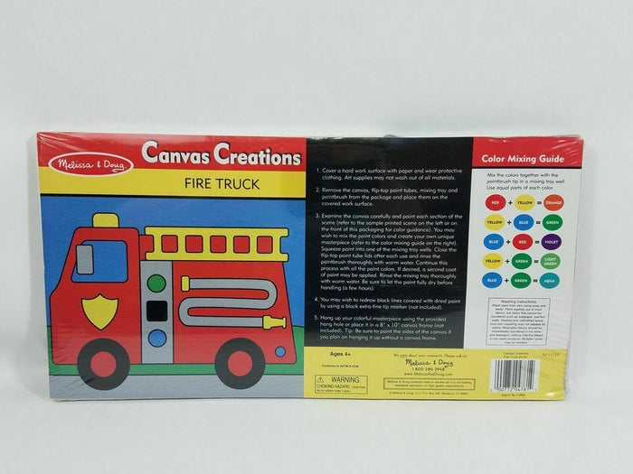 Melissa & Doug Canvas Creations Fire Truck Paint Kit Ages 4+ #4781